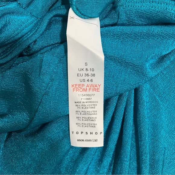 Topshop Slinky Cut Out Teal Jumpsuit - Size 4-6 - Picture 8 of 8